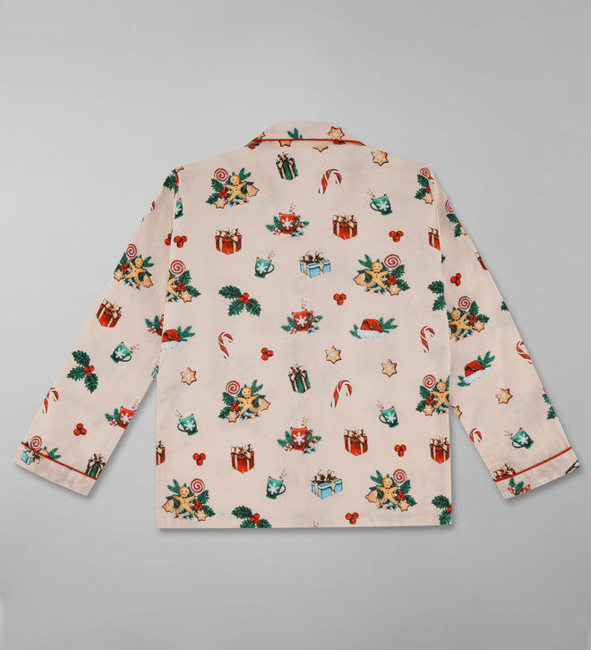 Pyjama Party Pure Cotton Christmas Cheers Kids Pyjama Set Cream