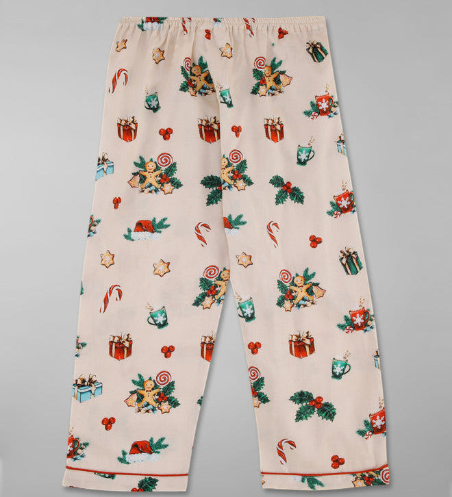 Pyjama Party Pure Cotton Christmas Cheers Kids Pyjama Set Cream