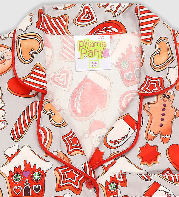 Pyjama Party Pure Cotton Gingerbread Kids Pyjama Set Grey