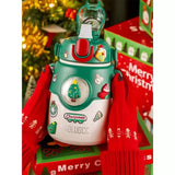 Little Surprise Box,DIY Tree, White Satinless Steel Christmas Water Bottle for kids, 850ml