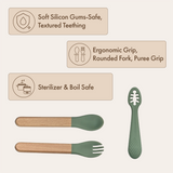Dodo Baby Silicone Cutlery Set Green