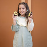 Mamarill Girls A Sweet And Stylish Mint Green Dress With Elegant Cream Detailing.