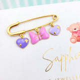 Sparking Hearts and Bow Pin