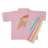 Polkas & Stripes Ice Cream Pink Night Suit
