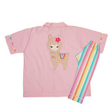 Polkas & Stripes Llama Pink Night Suit