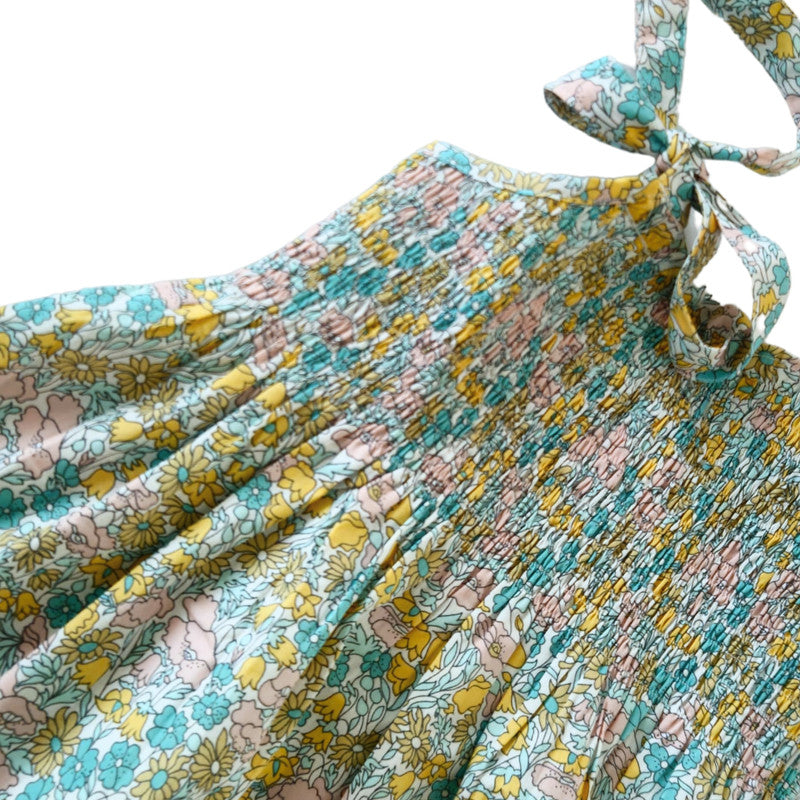 Smocked Dress- Cyan