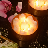 Snowy Tulips Brass Candle