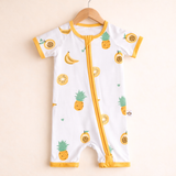 Bubz Bamboo Baby Romper - Soft Breathable Two-Way Zip - Tropical Fruits