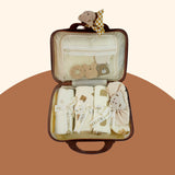 LSB 20 pcs Chubby Cream Teddy Face Birthday Gift Hamper set for Baby with travelling suitcase