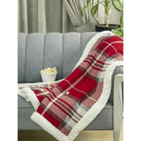 Favori Cotton Knitted Check Design Blanket With Sherpa For Kids