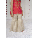 Little Awadh Pure Silk Chikankari Sharara Set