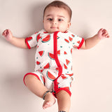 Bubz Bamboo Baby Romper - Soft Breathable Two-Way Zip - Watermelon