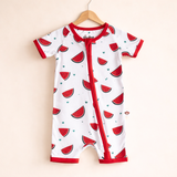 Bubz Bamboo Baby Romper - Soft Breathable Two-Way Zip - Watermelon