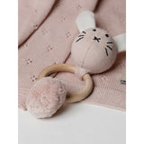 Favori Baby Blanket With Fish Rattle, 100% Cotton Knitted Pointelle In Marine Blue