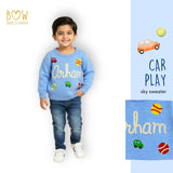 Boys Customised Car Play Sweater - Sky