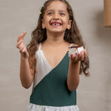 Mamarill Girls Breeze Block Dress Combines In A Unique Color Block Design.