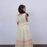 Di & De Girls Premium Handloom Ethnic Square Neck Top With Skirt