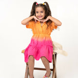 Mamarill Girls Tangerine Blush Dress Is A Charming Blend Of Vibrant Tangerine Orange And Soft Pink.