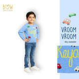 Boys Customised Cars Sweater - Sky