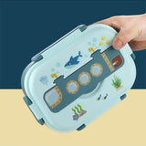 Little Surprise Box,Blue Submarine Theme Compartment Steel Tiffin Lunch Box for Boys and Girls