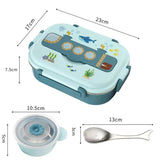 Little Surprise Box,Blue Submarine Theme Compartment Steel Tiffin Lunch Box for Boys and Girls