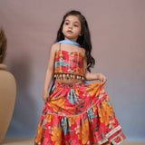 Casa Ninos Sleeveless Pin Tuck Multicolour Lengha Set