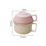 Little Surprise Box,Cream & Pink Rabbit , Stainless Steel Dual Handle Soup and Noodles Lunch Box for Kids and Adults