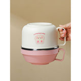 Little Surprise Box,Cream & Pink Rabbit , Stainless Steel Dual Handle Soup and Noodles Lunch Box for Kids and Adults