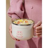 Little Surprise Box,Cream & Pink Rabbit , Stainless Steel Dual Handle Soup and Noodles Lunch Box for Kids and Adults