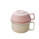 Little Surprise Box,Cream & Pink Rabbit , Stainless Steel Dual Handle Soup and Noodles Lunch Box for Kids and Adults
