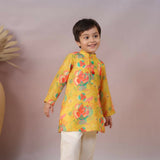 Casa Ninos Yellow Muslin Kurta Set