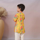 Casa Ninos Yellow Muslin Kurta Set