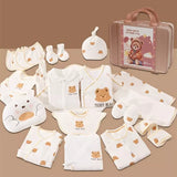 25pcs Cream Teddy Bear Collared Newborn Baby Hamper, Baby Boy/Baby Girl with Suitcase, 0-12 months