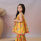 Casa Nions Yellow Muslin Sharara Set