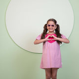 Mamarill Girls Sweetheart Dress Is A Playful Pink Dress With A Bold Red Heart On The Front.