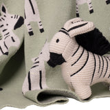 Favori Baby Blanket With Zebra Design And Zebra Toy, 100% Cotton Knitted
