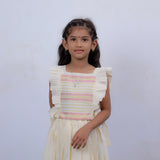Di & De Girls Premium Handloom Ethnic Square Neck Top With Skirt