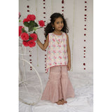 Little Awadh Lotus Jaal Embroidered Chikankari Sharara Set