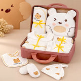 25pcs Cream Teddy Bear Collared Newborn Baby Hamper, Baby Boy/Baby Girl with Suitcase, 0-12 months