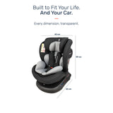 Growgether RYDDA 360° Rotating Car Seat 0-12 Years (0-36 kg) | 1 Year Warranty