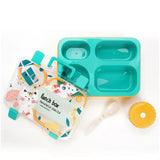 Little Surprise Box,Teal & Mustard Meow Compact Tiffin Lunch Box for Kids
