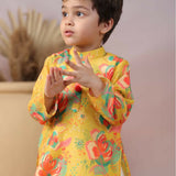 Casa Ninos Yellow Muslin Kurta Set
