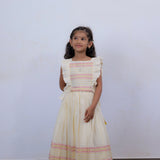 Di & De Girls Premium Handloom Ethnic Square Neck Top With Skirt