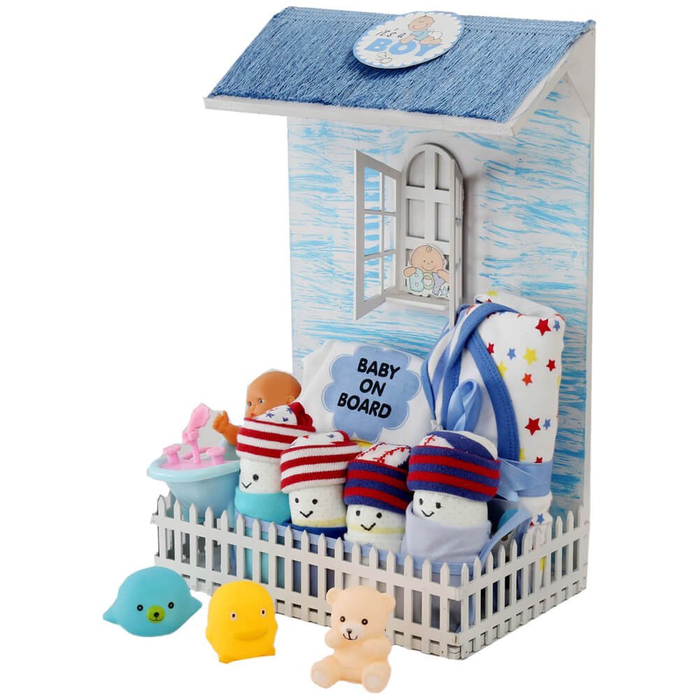 LSB Newborn Baby Boy Picket Fence House Hamper (0-12 months)
