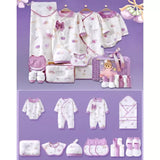 23 pcs Fairy Bow Newborn Baby Girl Gift Box set, All Season Wear Hamper with luxury designed Storage Cane Basket (0-12 months)