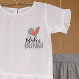 Mamarill Girls White Cotton Top With Pant
