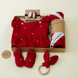 Pure Cloth Christmas Edition Red Heart Newborn Gift Hamper | Baby Girl