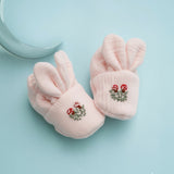 Pink Bunny Booties for Girls with Embroidery