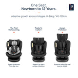 Growgether RYDDA 360° Rotating Car Seat 0-12 Years (0-36 kg) | 1 Year Warranty