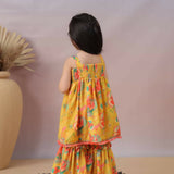Casa Nions Yellow Muslin Sharara Set